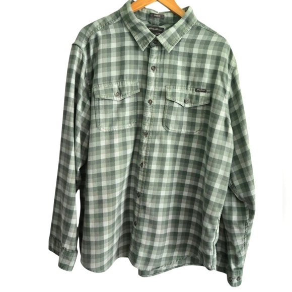 Eddie Bauer Other - Eddie Bauer Sage Checkered Men's Flannel Classic Fit Button Up Shirt 2 XL
